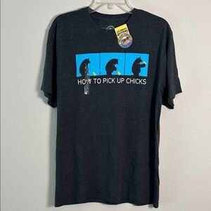 NWT How to Pick up Chicks Funny Bear logo Duck Company Gray T-Shirt Size Medium